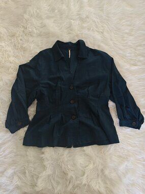 Free People Dark Green Button Up, Size Medium